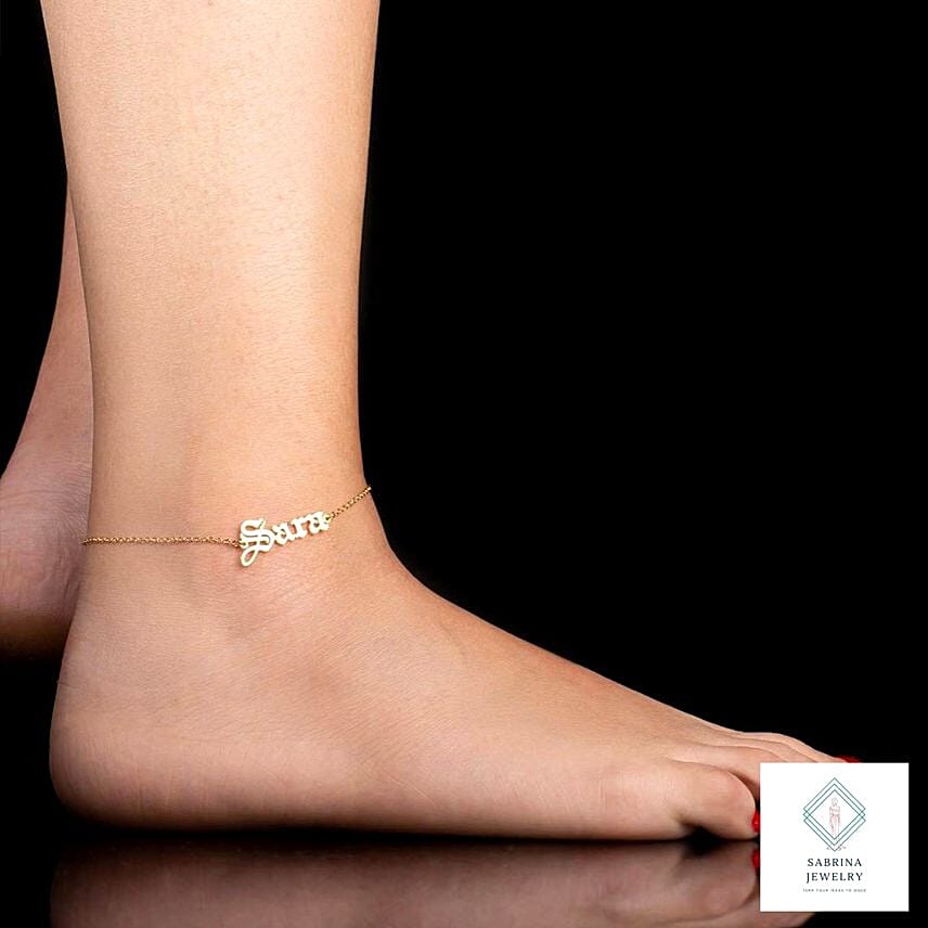 Name Silver Anklet Rose Gold Color