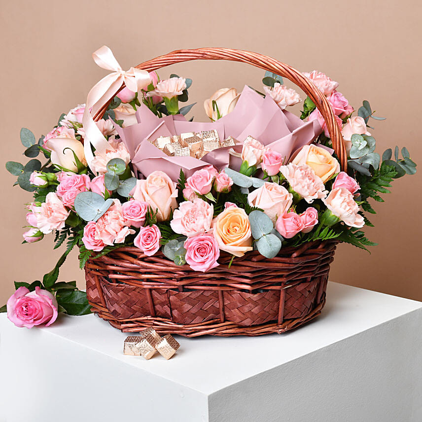 Blushing Rose Chocolate Basket