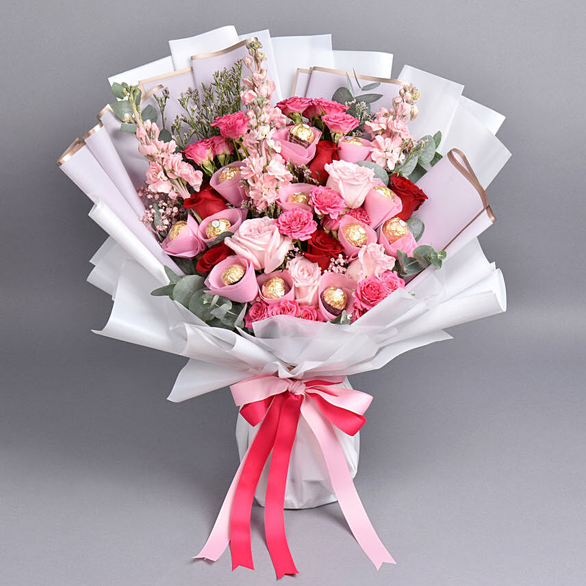 Pink Petals and Chocolates Bouquet