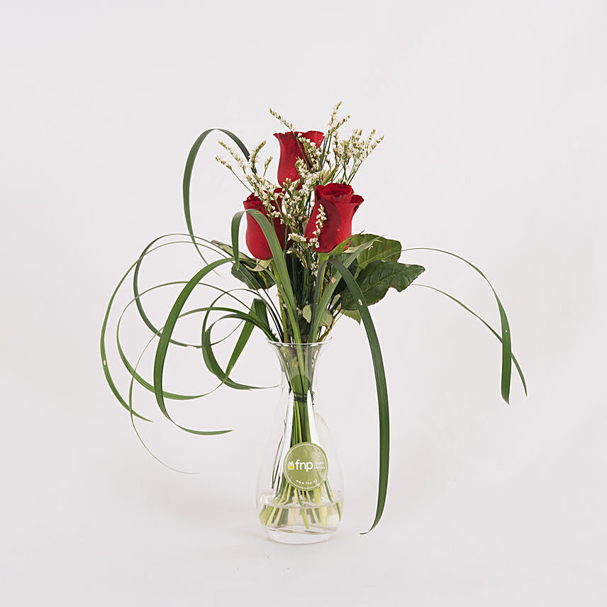 Red Roses & Limonium Arrangement