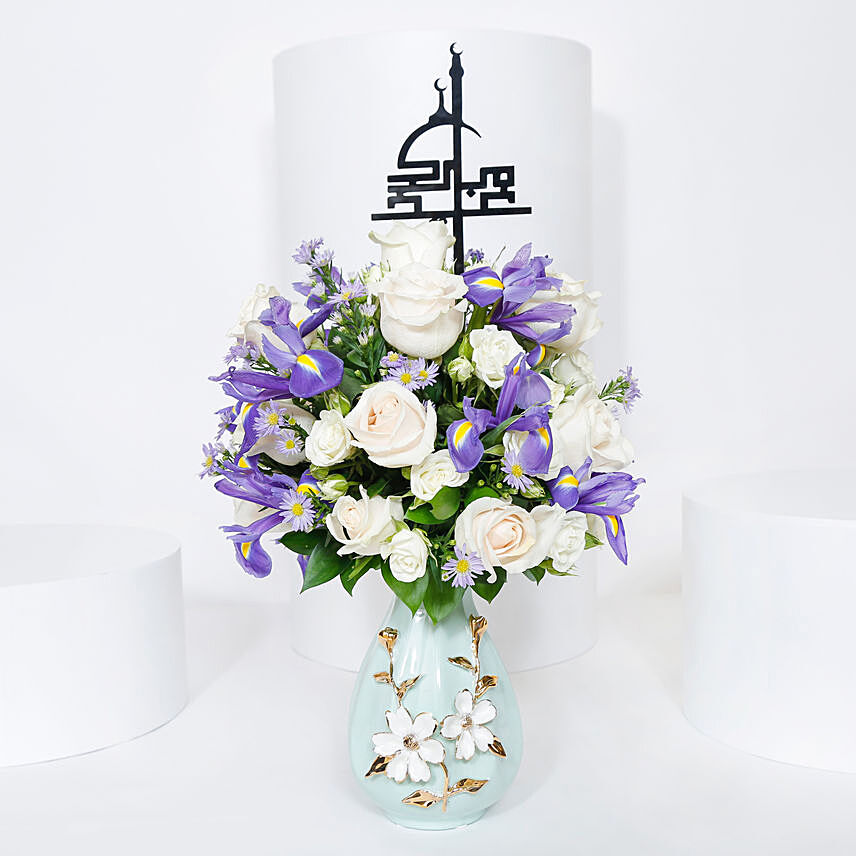 White & Blue Flowers for Eid