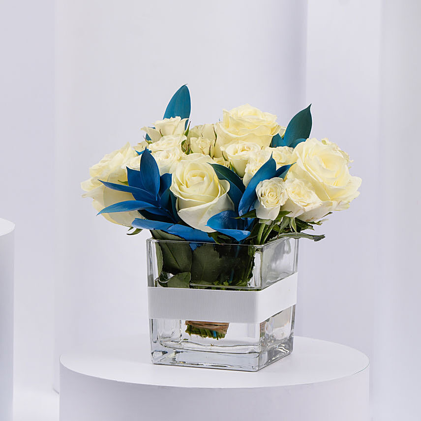 Beautiful White Roses Vase Arrangement