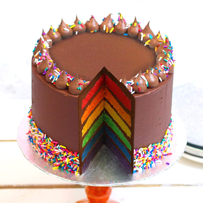 Choco Vanilla Rainbow Cake