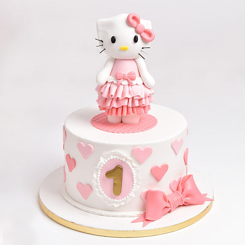 Online Cute Kitty Cake For Baby Girl Gift Delivery in Qatar - FNP