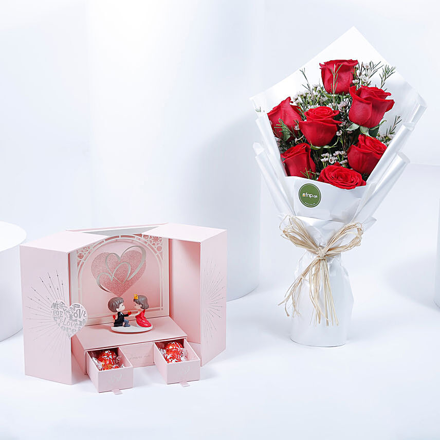 Sweet Romance Box | Red Rose Bouquet