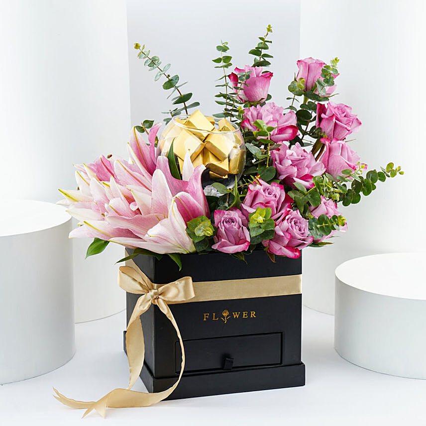 Flowers Beauty | Pink Lilies n Chocolates Combo