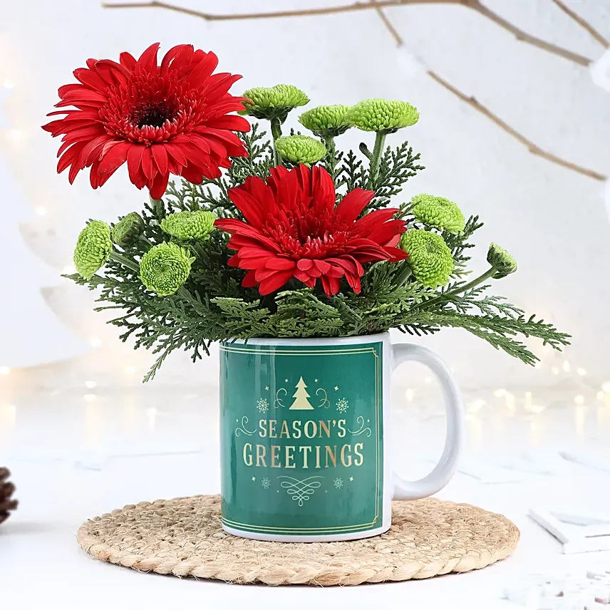 Holiday Season Wishes Floral Gift Mug