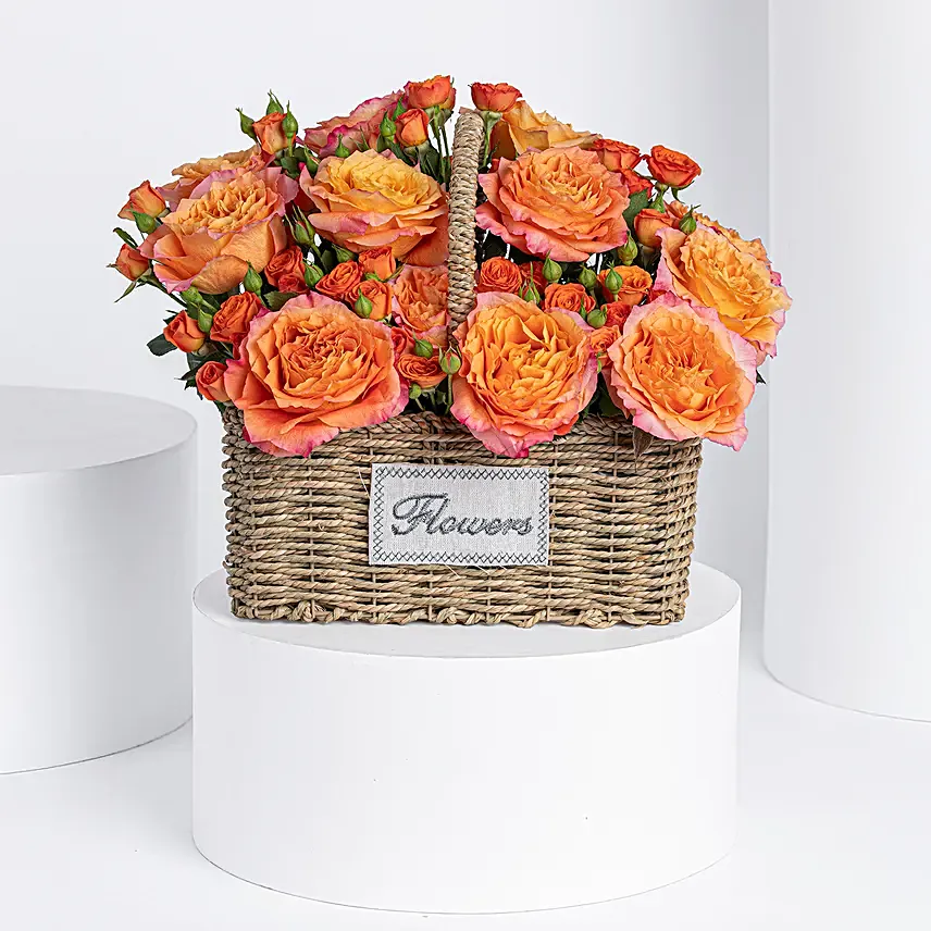 Orange Roses Basket Arrangement