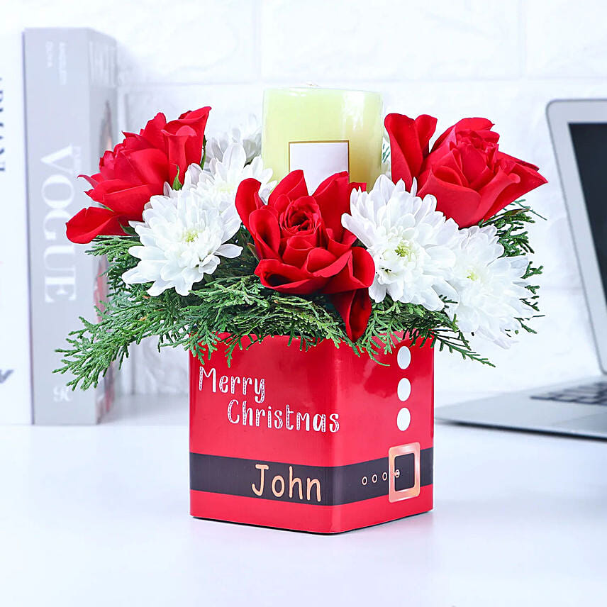 Personalised Santa's Greetings Floral Vase