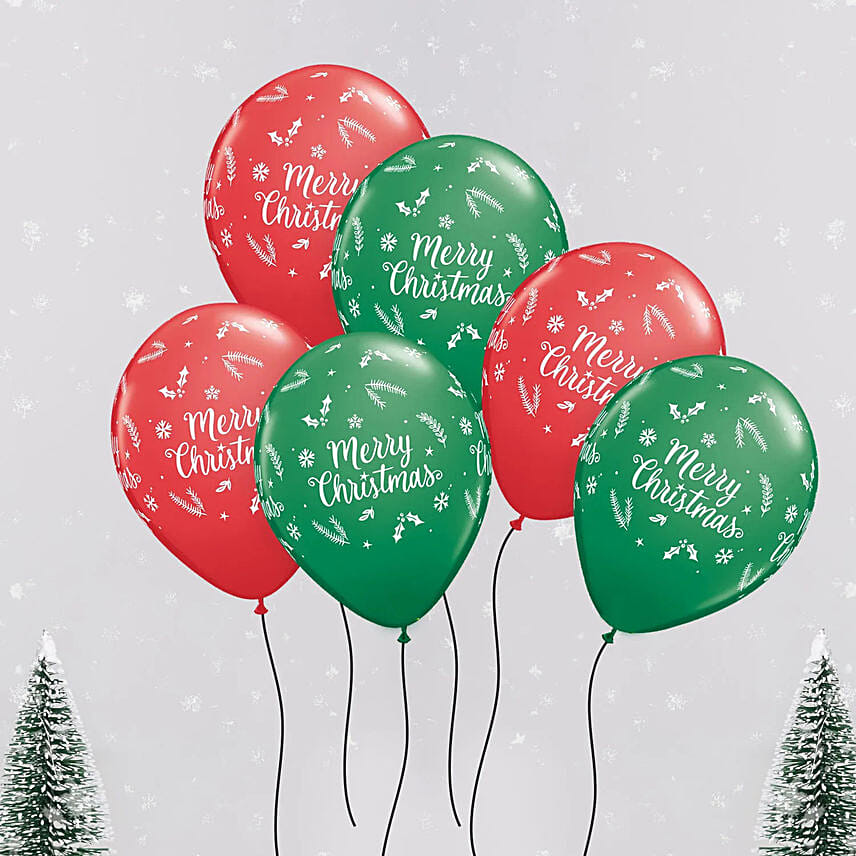 6 Christmas Latex Balloons