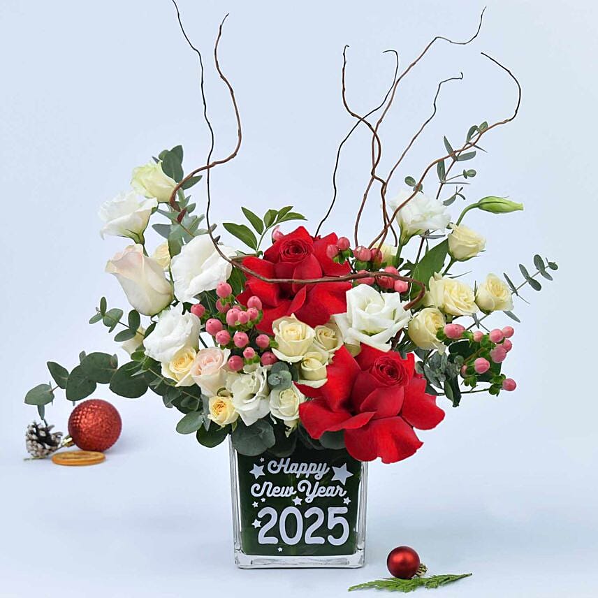 New Year 2025 Wishes Flower Vase