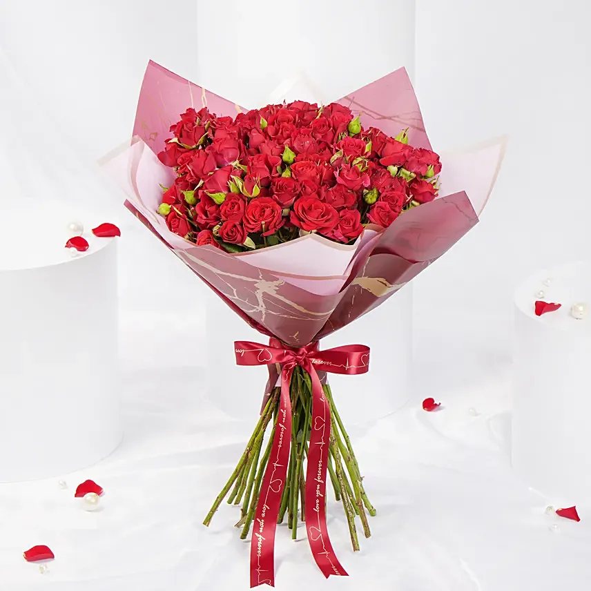 Valentine Red Spray Roses Bouquet