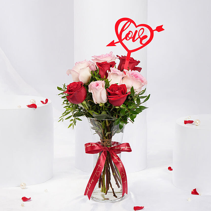 Valentine Rosy Reflections Arrangement | Red Love Topper