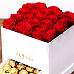 Red Roses Arrangement In White Box