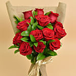 12 Valentines Red Roses Bouquet