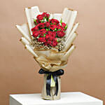 Crimson Heartfelt Roses N Sweet Surprise