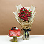 Crimson Heartfelt Roses & Red Velvet Surprise