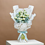 Elegance White Roses Bouquet with Cake