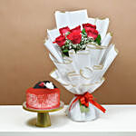 Passionate Love Roses & Red Velvet Cake Surprise