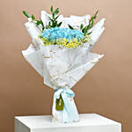 White Roses in a Blue Sea Bouquet