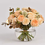 Peach Roses Table Centerpiece Flowers