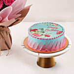 Birthday Wish Carnations Bouquet And Cake