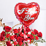 Basket Full of Beautiful Flowers With I Love You Balloon