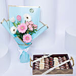 Assorted Dates Tray With Beautiful Flowers