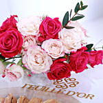 Premium Sablee Box and Flowers Arrangement
