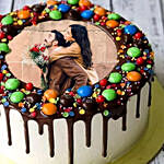 Chocolate Drip MNM Photo Cake For Anniversary