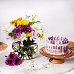 November Birthday Special Chrysanthemums and Cake