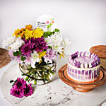 November Birthday Special Chrysanthemums and Cake