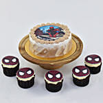 Spiderman Birthday Cake With Cupcakes