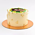 Sun Flower Photo Cake With Golden Leaves