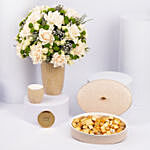 Otantik Home - White Roses Vase n Chocolate n Candle