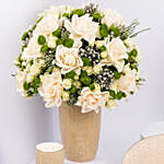 Otantik Home - White Roses Vase n Chocolate n Candle