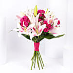 Pink Lily and Baby Rose Bouquet - Fragrant Embrace