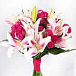 Pink Lily and Baby Rose Bouquet - Fragrant Embrace