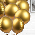 Helium Filled 10 Golden Foil Balloons