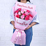 Personalised Mixed Pink Rose Bouquet