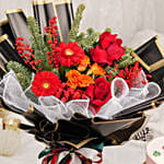 Holidays Celebration Bouquet With Chocolate Cake