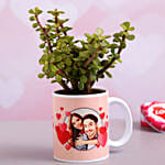 Jade Plant In Personalised Hearts Mug