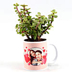 Jade Plant In Personalised Hearts Mug