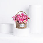 Pink Flowers Basket Arrangement