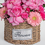 Pink Flowers Basket Arrangement