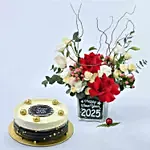 New Year 2025 Flower Vase & Cake