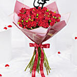 Valentine Red Spray Roses Bouquet | Black Love Topper