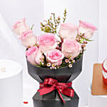 Lovers Bloom 8 Rose Bouquet | Red Velvet Mono Cake 250gm