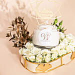 White Scented Flower Candle & Ramadan Topper