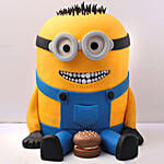 Lovable Minion With A Burger Cake 3 Kg Red Velvet Flavour